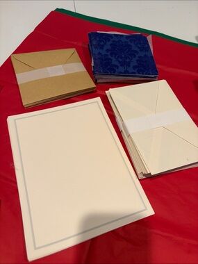 Papyrus Blue Blank Note Cards & Crane and Company Paper Envelopes T4